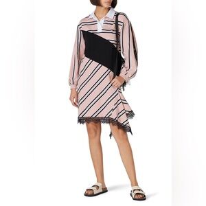 Koché Long Sleeve Polo Dress  Pink & Black Lace Hem Avant-Garde-  EU 42 / US‎ 10